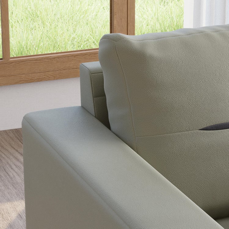 Berry Half Leather 3-Seater Sofa - Grey