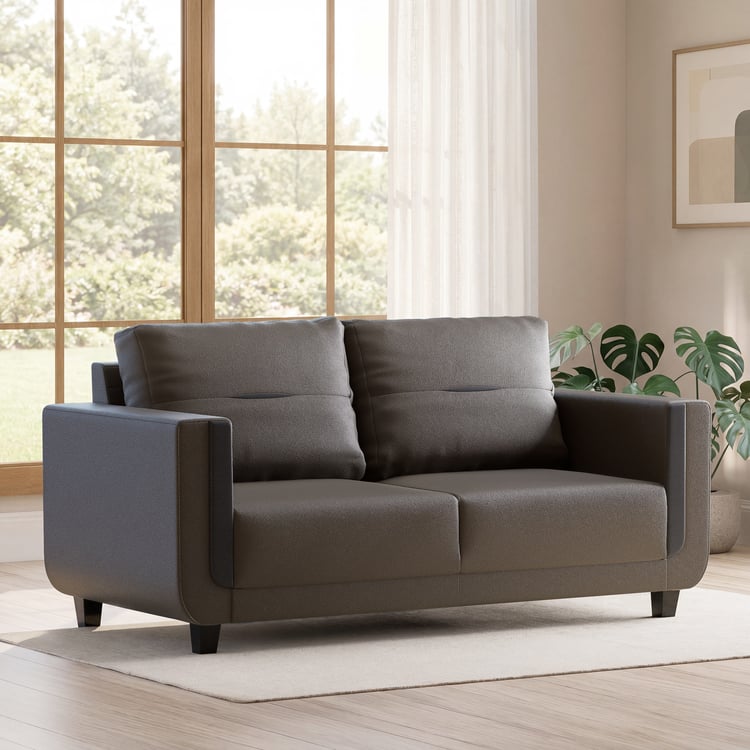 Berry Half Leather 3-Seater Sofa - Brown