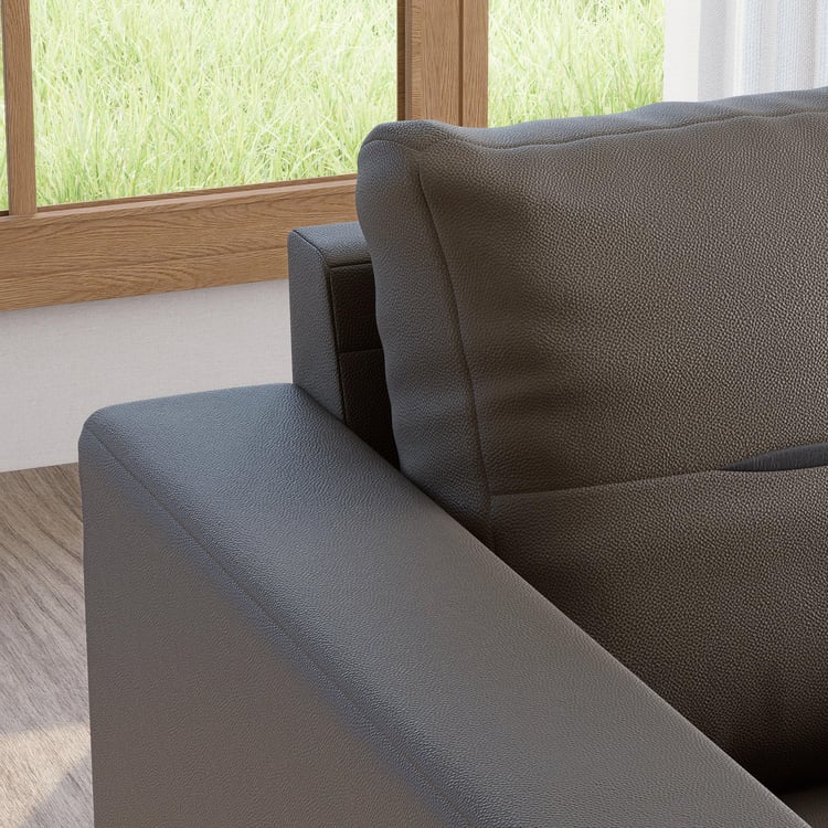 Berry Half Leather 3-Seater Sofa - Brown