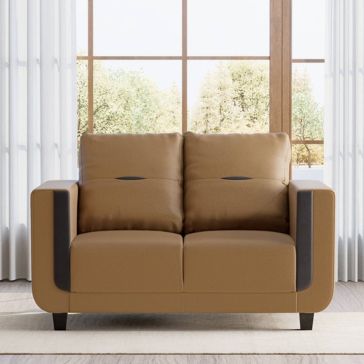Berry Half Leather 2-Seater Sofa - Tan