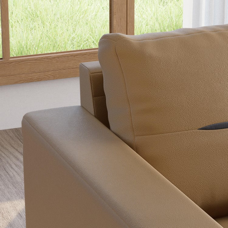 Berry Half Leather 2-Seater Sofa - Tan