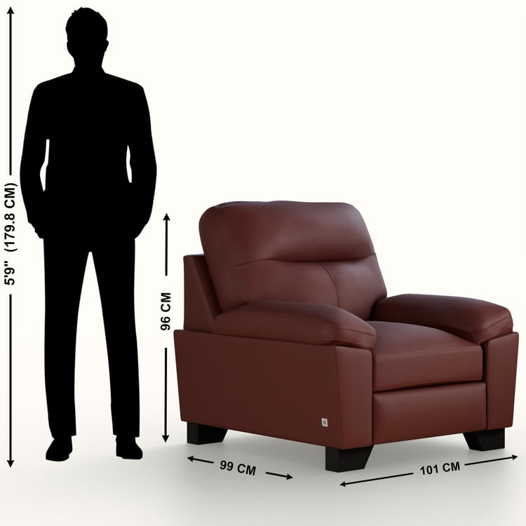 Winchester Faux Leather 1-Seater Sofa - Burgundy