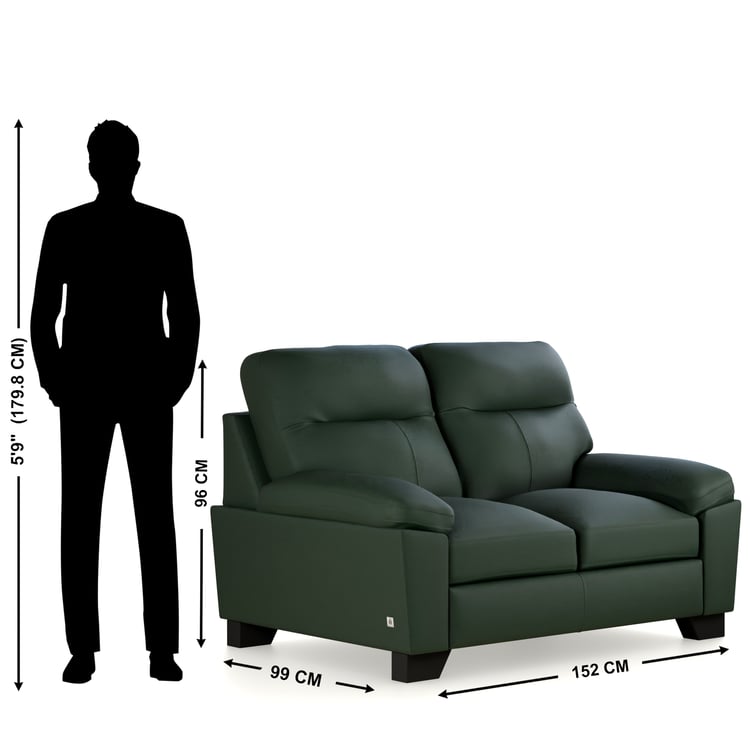 Winchester Half Leather 2-Seater Sofa - Green