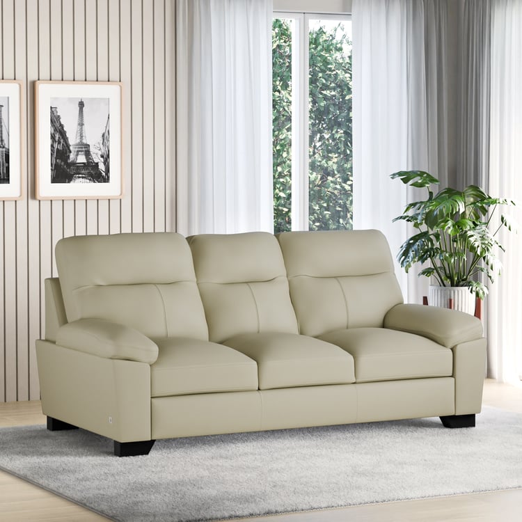 Winchester Half Leather 3-Seater Sofa - Cream