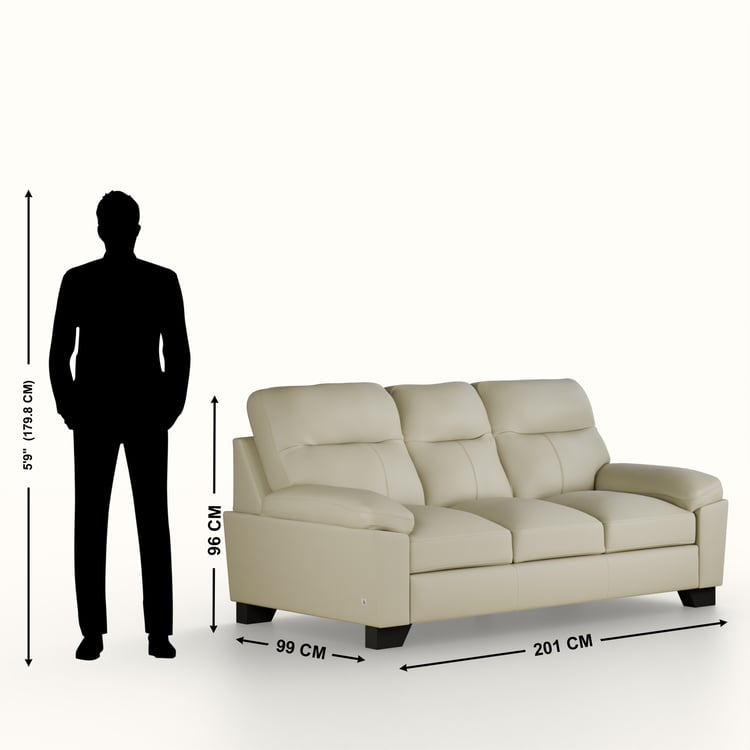 Winchester Half Leather 3-Seater Sofa - Cream
