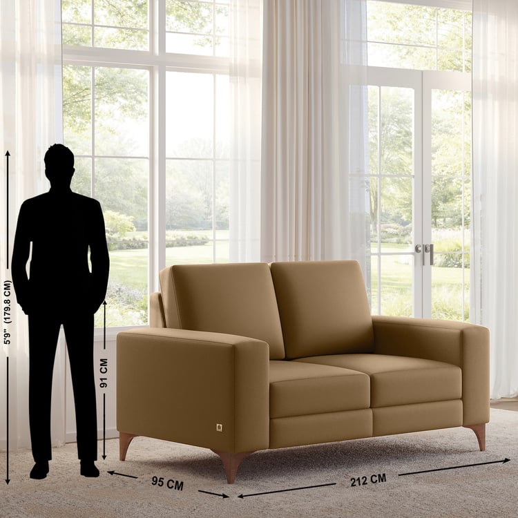 Quebec Faux Leather 2-Seater Sofa - Tan