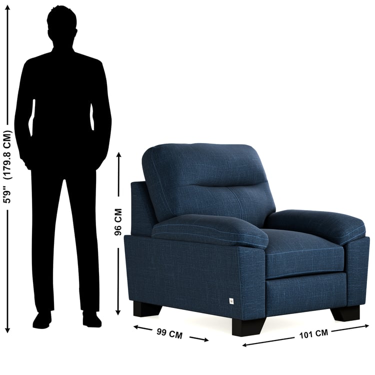 Winchester Fabric 1-Seater Sofa - Blue