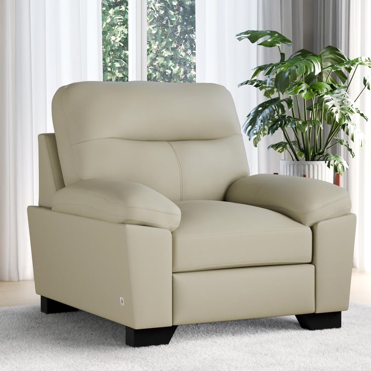 Winchester Faux Leather 1-Seater Sofa - Cream