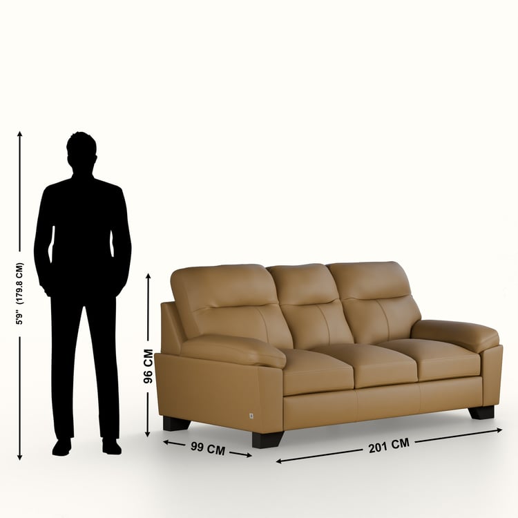 Winchester Faux Leather 3-Seater Sofa - Tan
