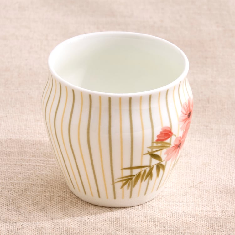 Mandarin Botanica Set of 3 Bone China Floral Print Kulhads - 240ml