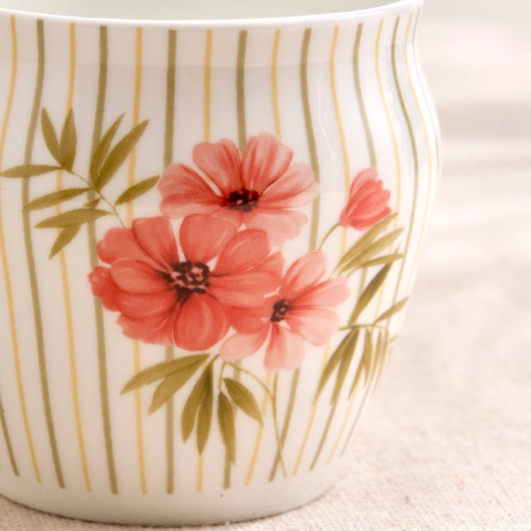 Mandarin Botanica Set of 3 Bone China Floral Print Kulhads - 240ml