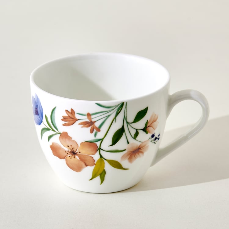 Mandarin Mystic Garden Viola Set of 6 Bone China Floral Print Cups and Saucers - 210ml