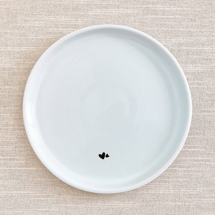 Corscia Heart Set of 2 Stoneware Heart Print Dinner Plates - 21cm