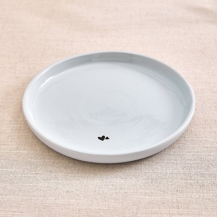 Corscia Heart Set of 2 Stoneware Heart Print Dinner Plates - 21cm