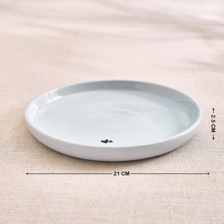 Corscia Heart Set of 2 Stoneware Heart Print Dinner Plates - 21cm