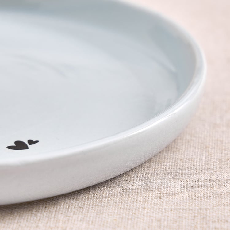 Corscia Heart Set of 2 Stoneware Heart Print Dinner Plates - 21cm