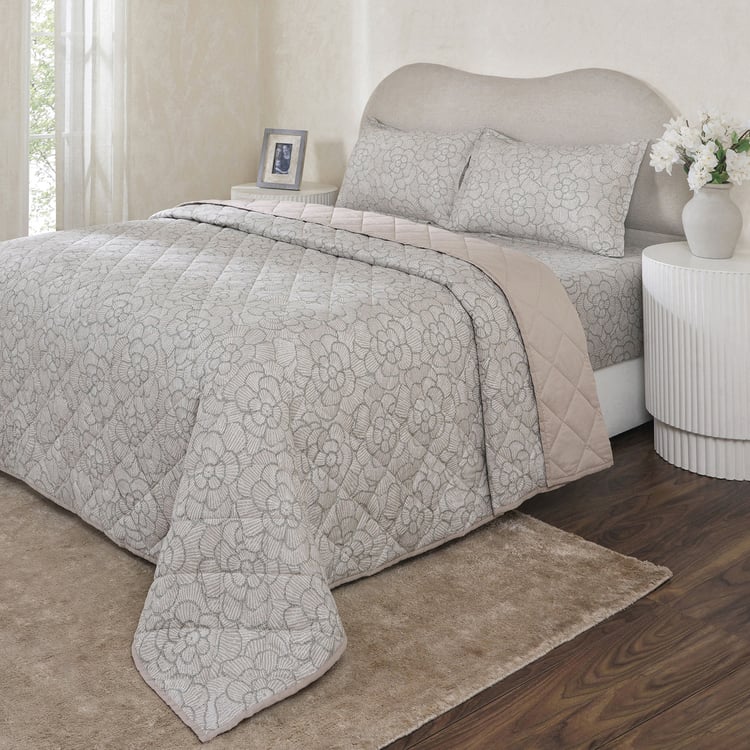MASPAR Botanic Bloom Cotton 4Pcs Double Bed-In-A-Bag Set