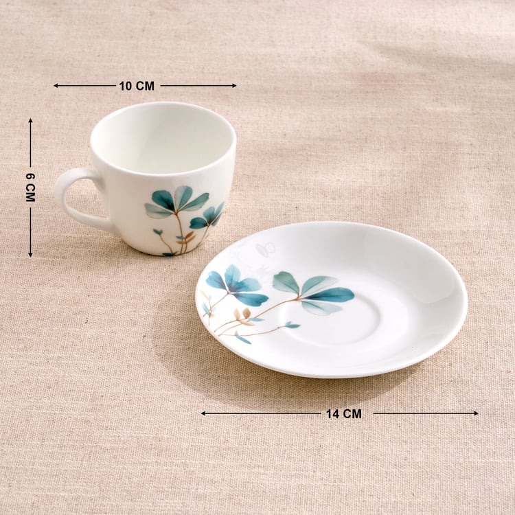 Lucas Oliva Bone China Printed Cup and Saucer Set - 210ml