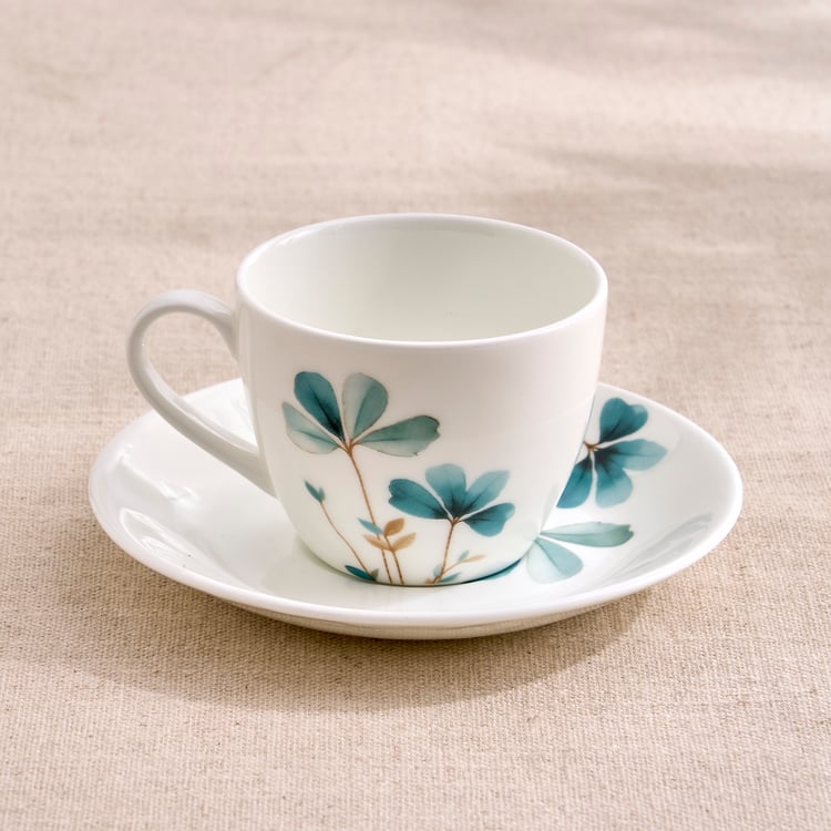 Lucas Oliva Bone China Printed Cup and Saucer Set - 210ml