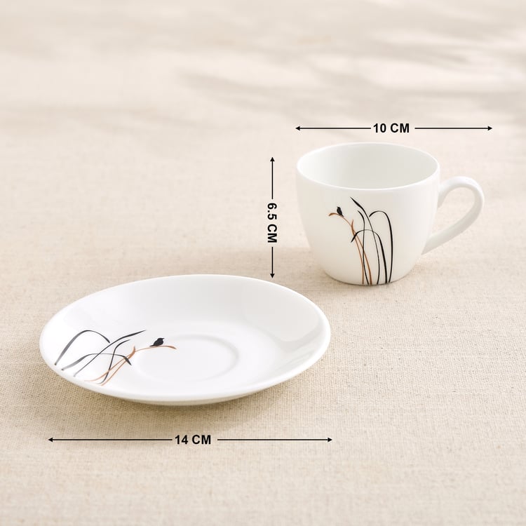 Lucas Bone China Bird Printed Cup and Saucer - 210 ml