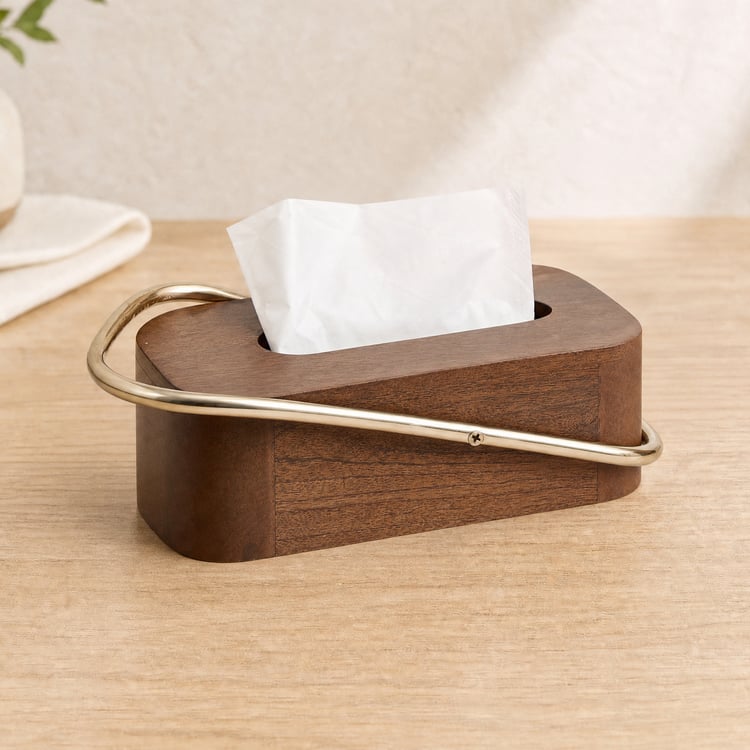 Nuqta Wooden Tissue Box with Ring - 25x12.5cm