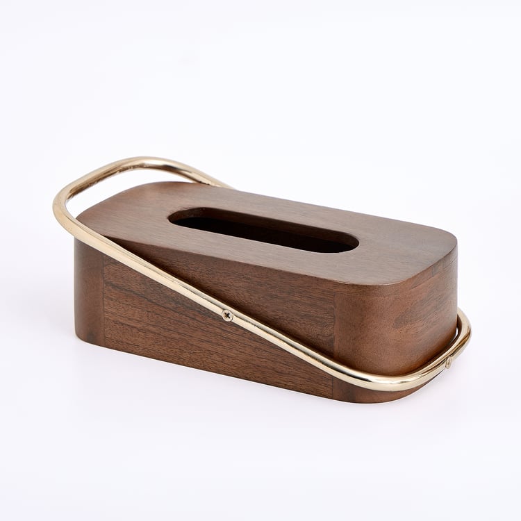 Nuqta Wooden Tissue Box with Ring - 25x12.5cm