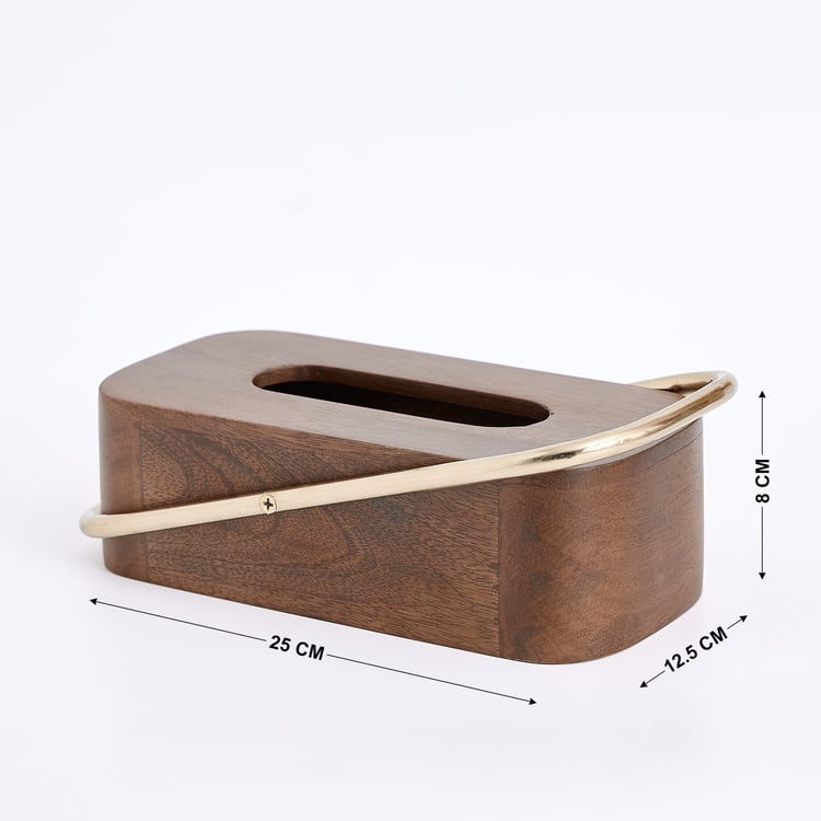 Nuqta Wooden Tissue Box with Ring - 25x12.5cm