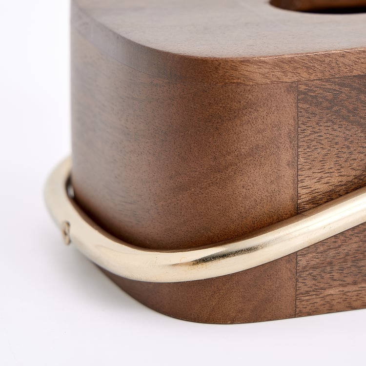 Nuqta Wooden Tissue Box with Ring - 25x12.5cm
