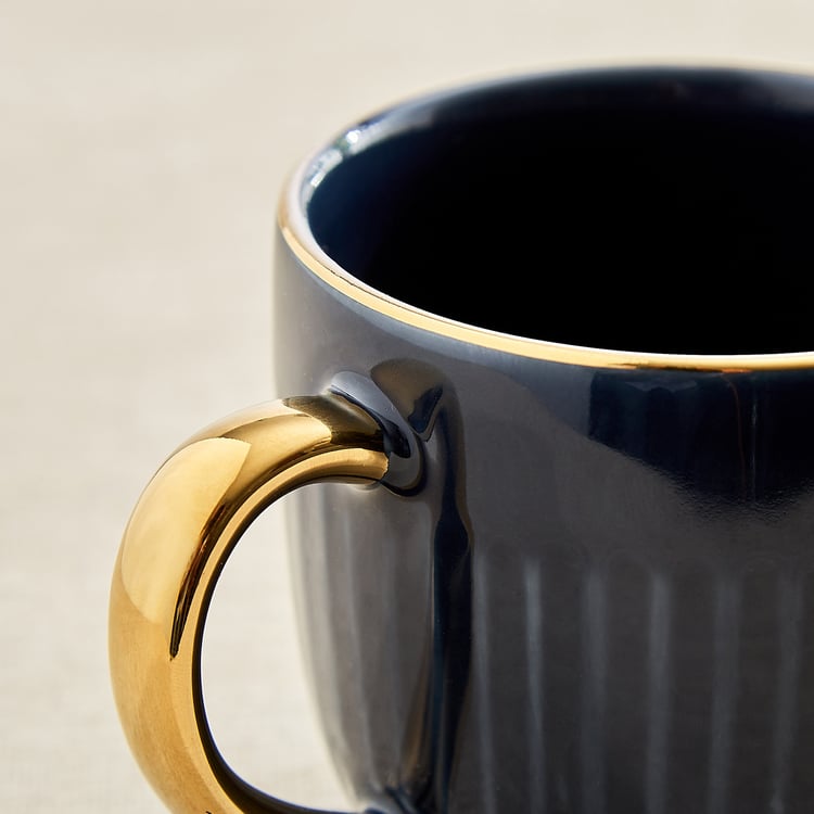 Corsica Dove Set of 2 Porcelain Ribbed Coffee Mugs - 330ml