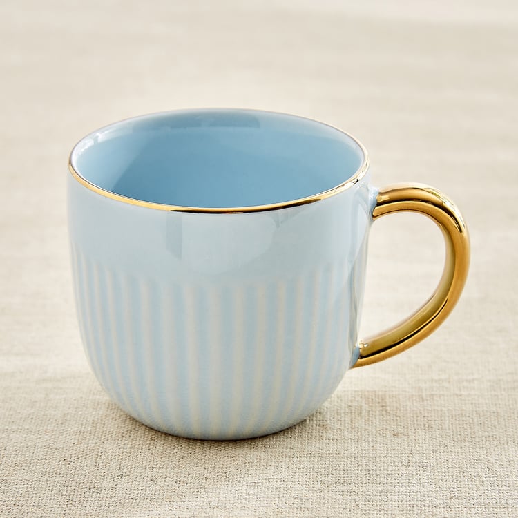 Corsica Dove Set of 2 Porcelain Ribbed Coffee Mugs - 330ml