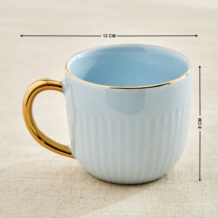 Corsica Dove Set of 2 Porcelain Ribbed Coffee Mugs - 330ml