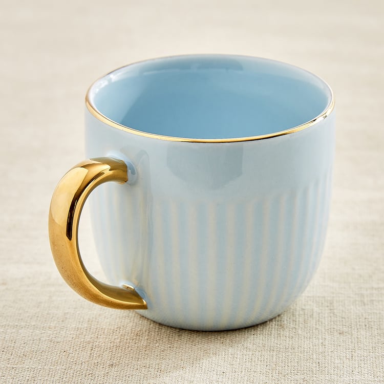 Corsica Dove Set of 2 Porcelain Ribbed Coffee Mugs - 330ml