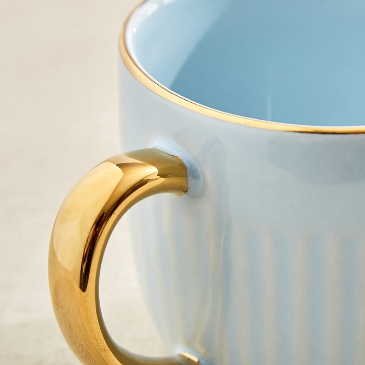 Corsica Dove Set of 2 Porcelain Ribbed Coffee Mugs - 330ml