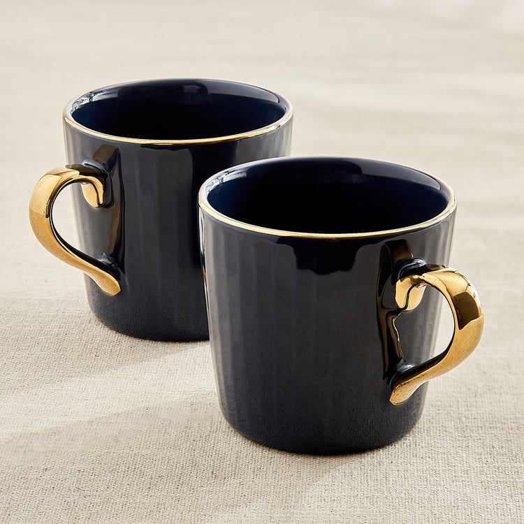 Corsica Eclat Set of 2 Porcelain Ribbed Coffee Mugs - 280ml