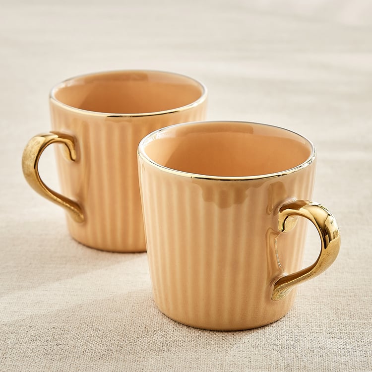 Corsica Eclat Set of 2 Porcelain Ribbed Coffee Mugs - 280ml