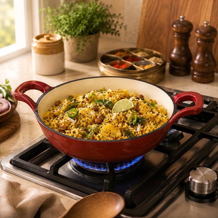 Terra Tales Sally Enamelled Cast Iron Mini Kadhai with Sleeve - 700ml