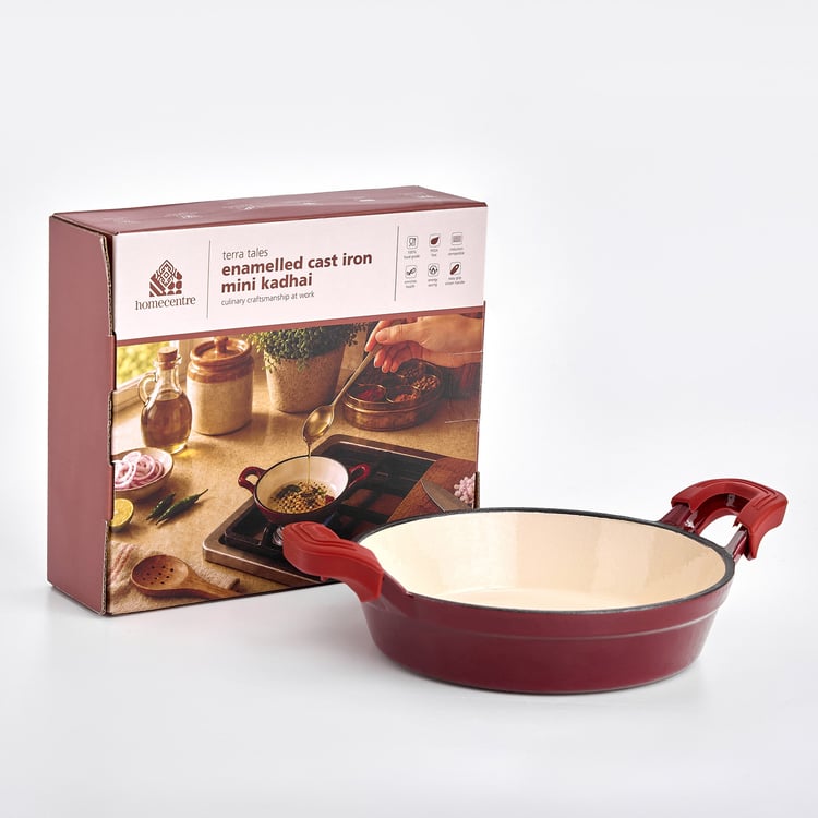 Terra Tales Sally Enamelled Cast Iron Mini Kadhai with Sleeve - 700ml