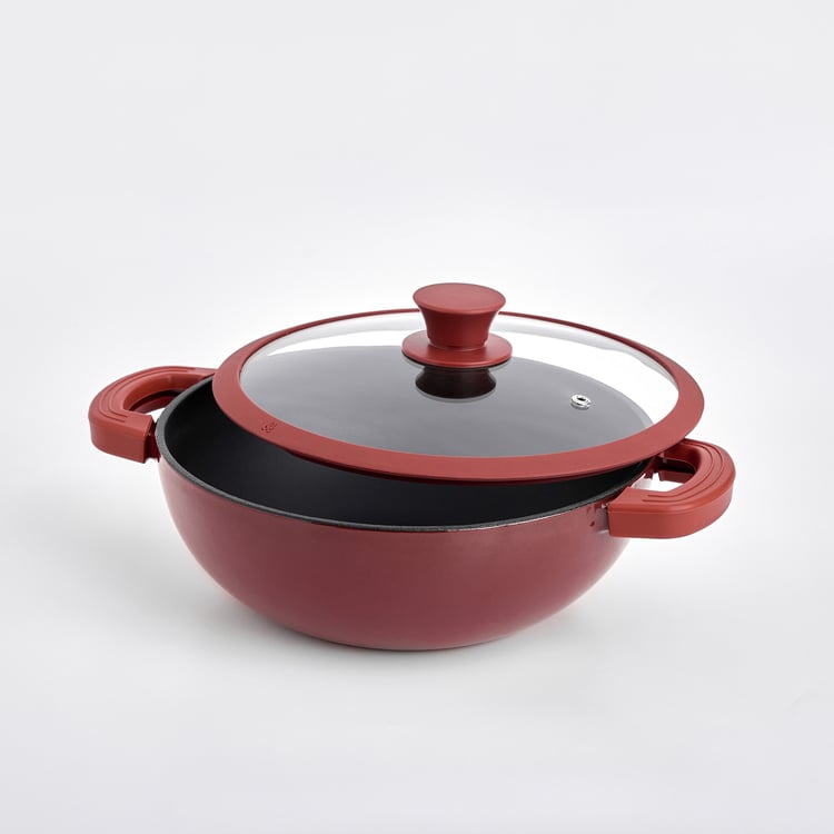 Terra Tales Sally Enamelled Cast Iron Kadhai with Lid and Sleeves - 2.5L