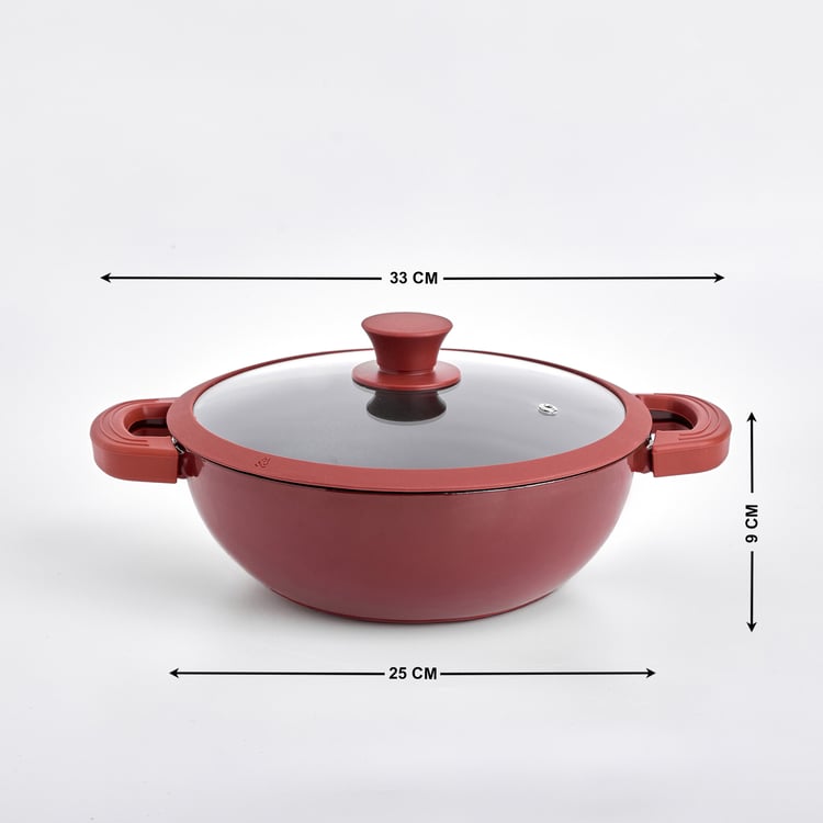 Terra Tales Sally Enamelled Cast Iron Kadhai with Lid and Sleeves - 2.5L