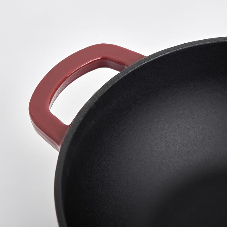 Terra Tales Sally Enamelled Cast Iron Kadhai with Lid and Sleeves - 2.5L