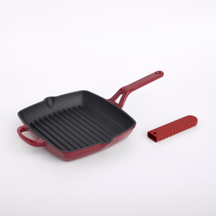 Terra Tales Sally Enamelled Cast Iron Grill Pan with Sleeve