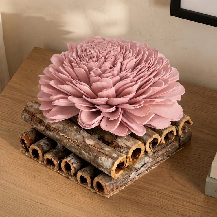 Lets Garden Cedar Dried Sola Flower on Log