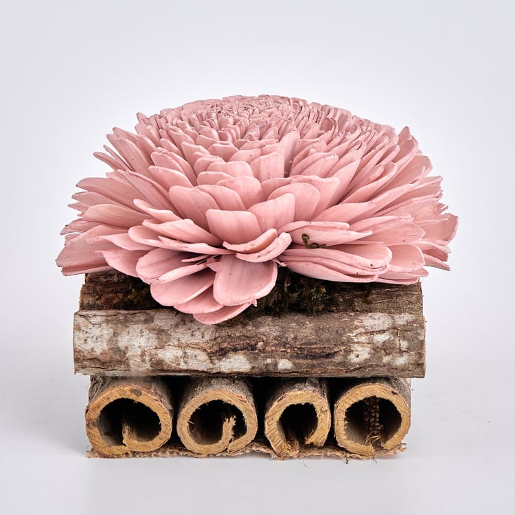 Lets Garden Cedar Dried Sola Flower on Log