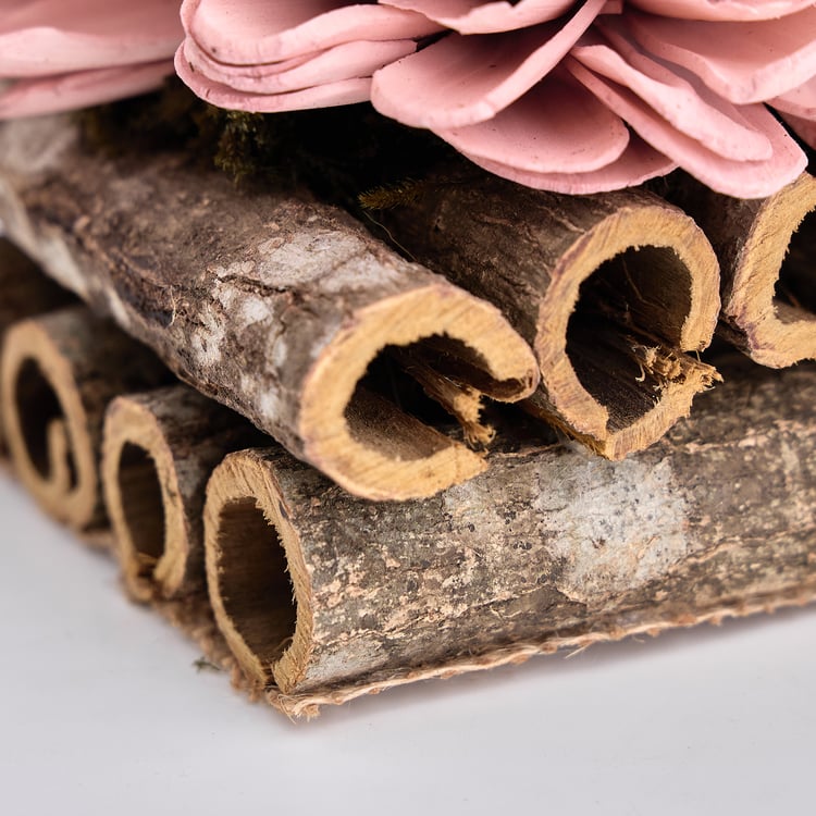 Lets Garden Cedar Dried Sola Flower on Log