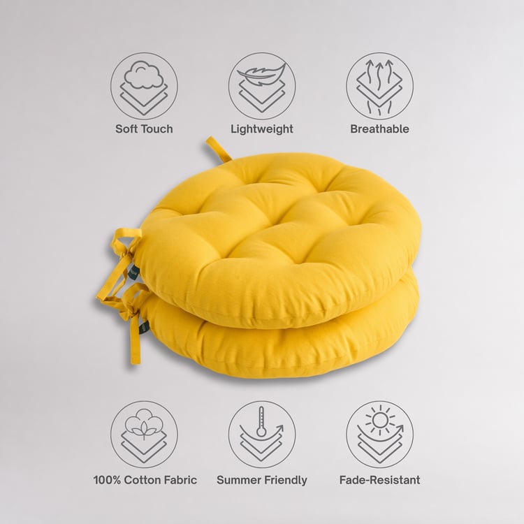 SKANDA FAB Set of 3 Cotton Cushion Chair Pads - 40x40cm