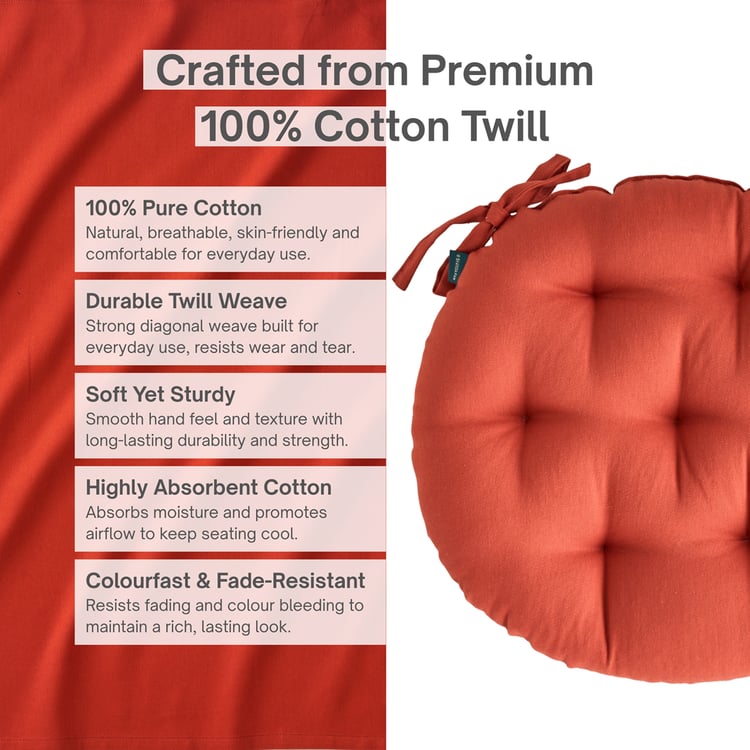 SKANDA FAB Set of 3 Cotton Cushion Chair Pads - 40x40cm