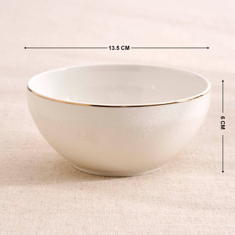 Altius Embossed Floral New Bone China Cereal Bowl - 400ml