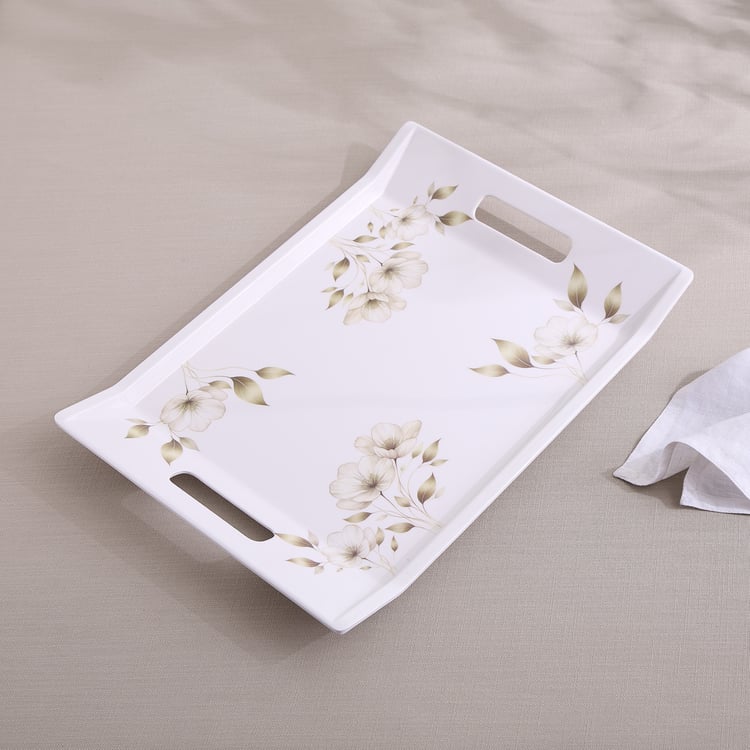 Meadows Gold Melamine Floral Print Serving Tray - 39x28cm