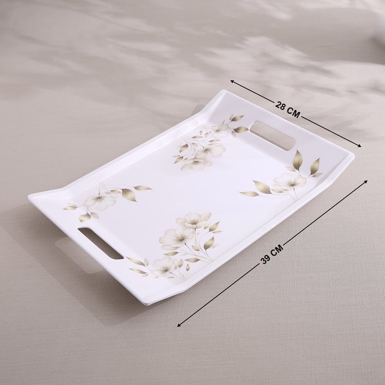 Meadows Gold Melamine Floral Print Serving Tray - 39x28cm