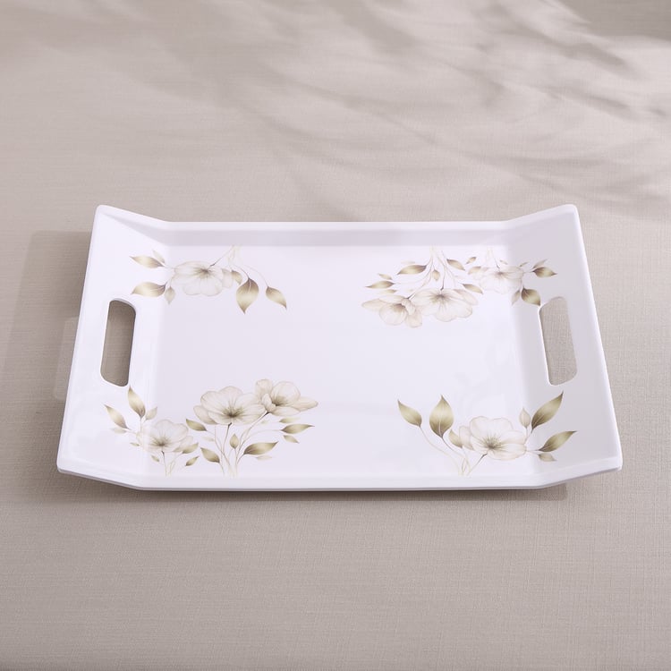 Meadows Gold Melamine Floral Print Serving Tray - 39x28cm
